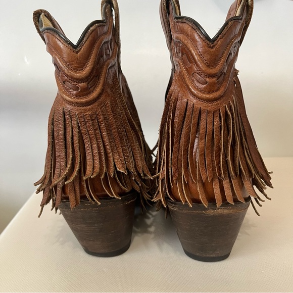 Corral Brown Leather Fringe Western Cowboy Boots - Picture 6 of 13